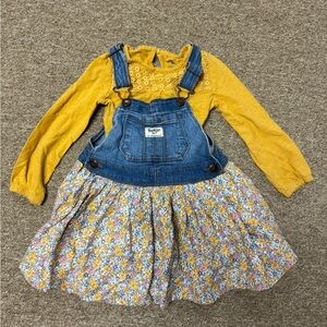 OshKosh B’gosh Bib Dress paired with Carter’s long sleeve shirt. Both size 3T
